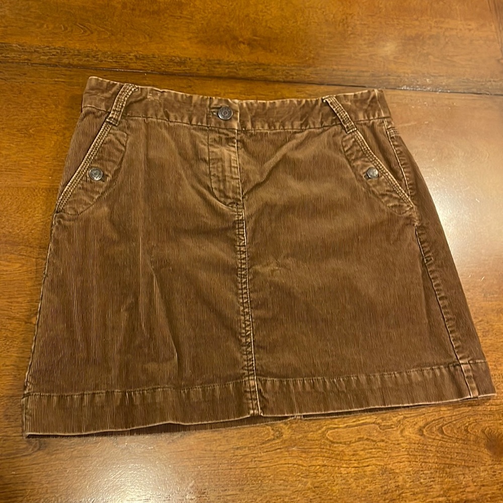 J Crew Womens Corduroy Skirt Size 8  Brown Pockets Cotton Blend
